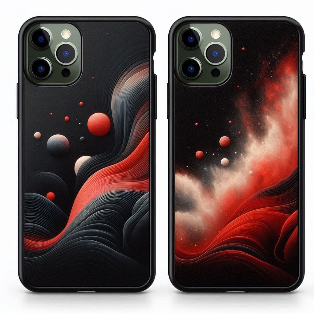 Coque de téléphone noire et rouge à Gavray